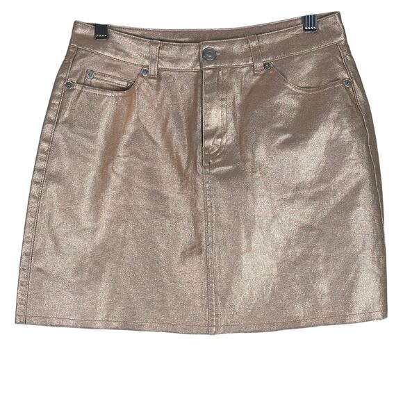 Forever 21 Mini Skirt Womens M Rose Gold Metallic Shiny Coasted Futuristic Retro - Picture 1 of 5